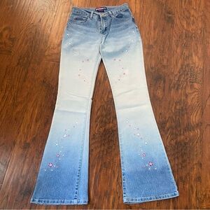 Vintage 90s y2k bubblegum star printed flare jeans.